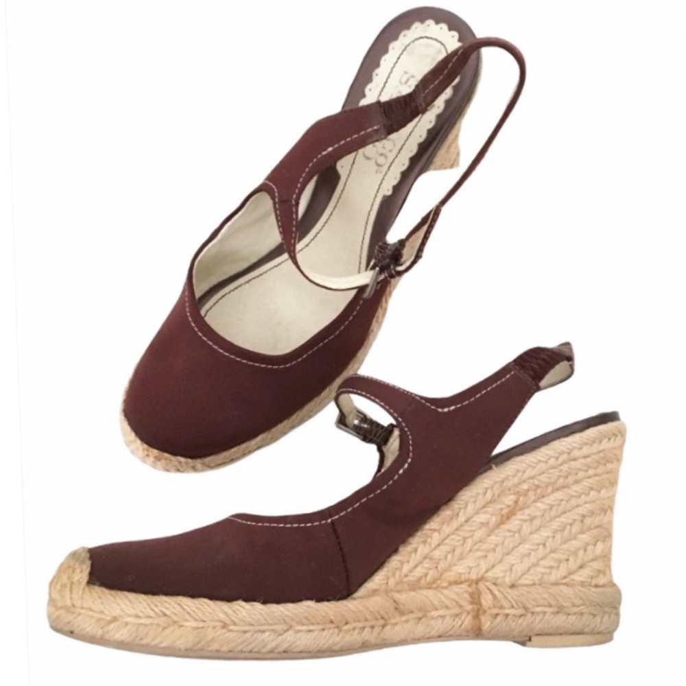 🎀5/$25🎀 FRANCO SARTO Queen Chocolate Brown Wedge Size 6.5 - Picture 8 of 10
